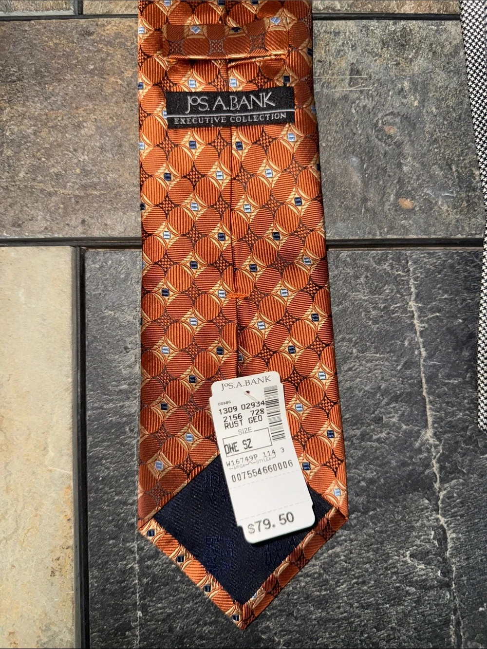 Jos A Bank Executive Collection Silk Tie Bundle Rust Silver Blue Geometric 3pc